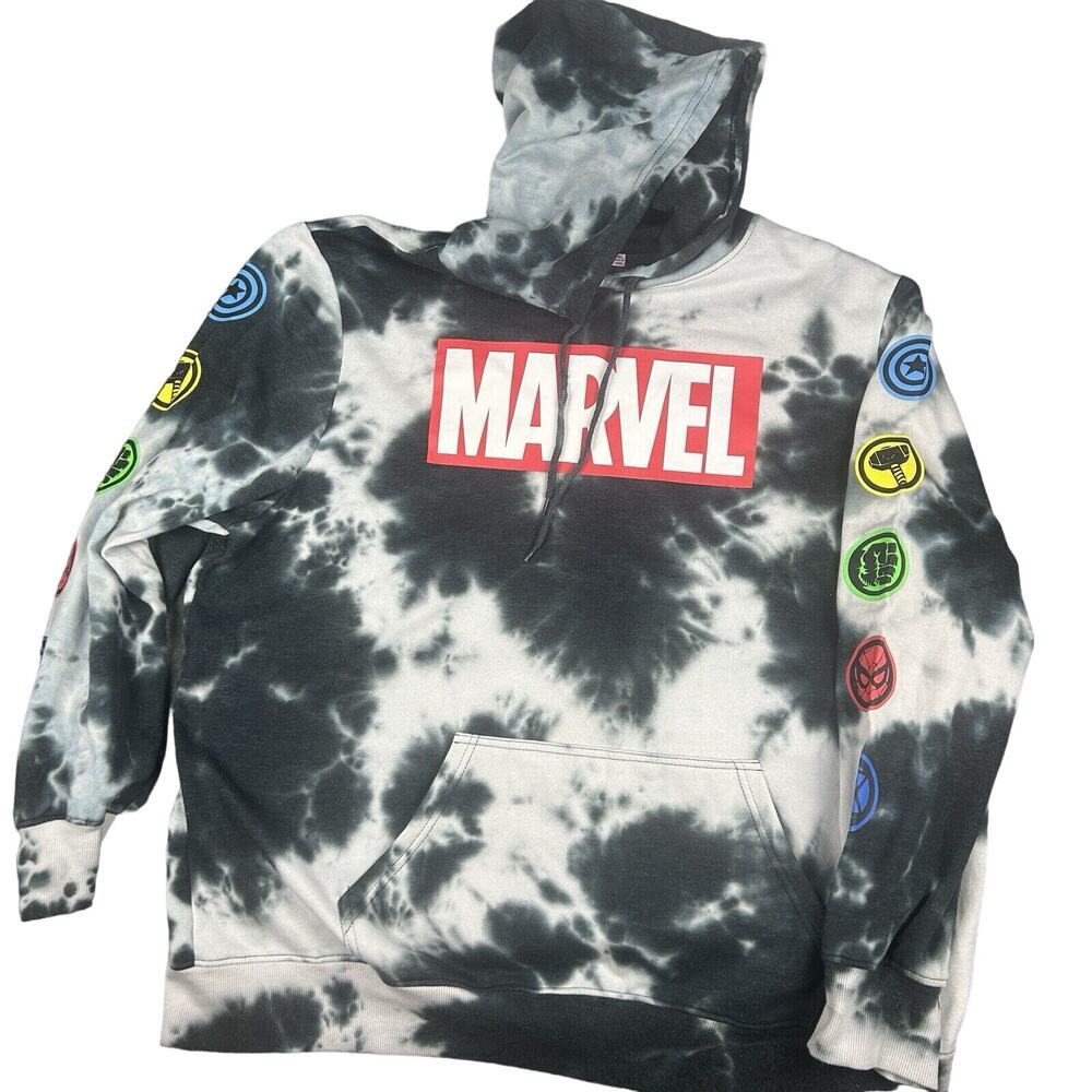 Disney MARVEL Avengers Pullover Long Sleeve Logo Hoodie Tie Dye Adult Sz 2X